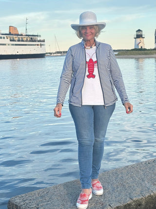 NAUTICAL NAVY STRIPE JACKET LULU-B