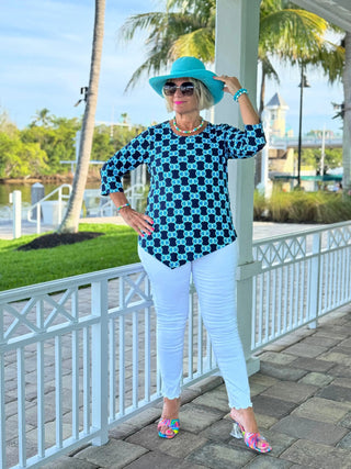 BLUE MEDALLION ASYMMETRICAL TOP LULU-B