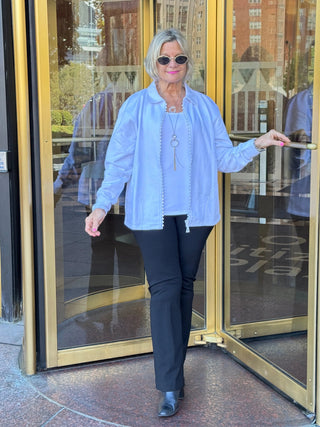 Crystal Zipper Cardigan with Collar White Cathys Place