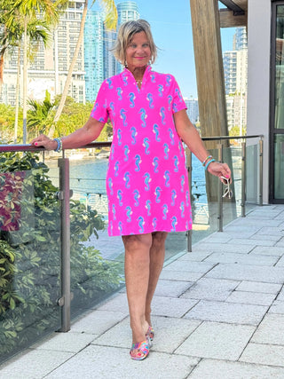 LULU B SEAHORSE BAY HALF ZIPPER SHORT SLEEVE DRESS LULU-B