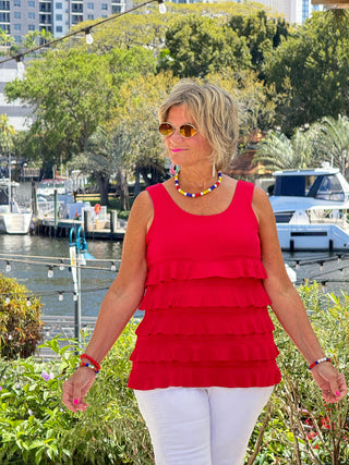 LULU-B CRIMSON RED CHA CHA TANK LULU-B