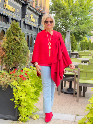 LULU-B RED RUFFLE SLEEVE TOP LULU-B