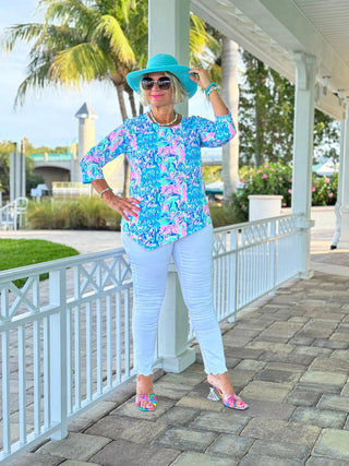 SPLASH OFF PINK ASYMMETRICAL TOP LULU-B