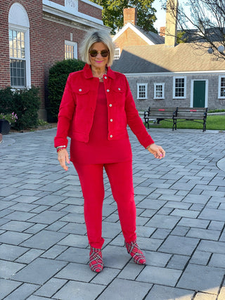 HOLIDAY RED VELOUR JACKET LULU-B