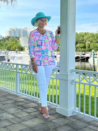 SANDY BEACH COLOR V NECK LULU-B
