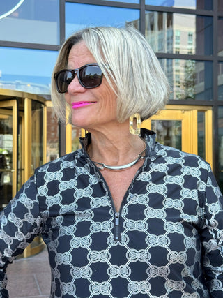 LULU-B BLACK & SILVER METALLIC ZIPPER DRESS LULU-B