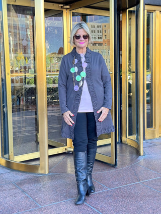 LULU-B ROUGED CHARCOAL CARDIGAN LULU-B