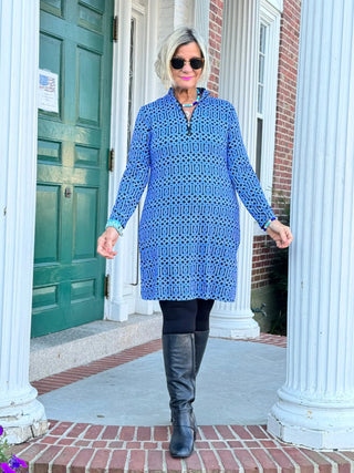 LULU-B SHADES OF BLUE ZIPPER DRESS LULU-B