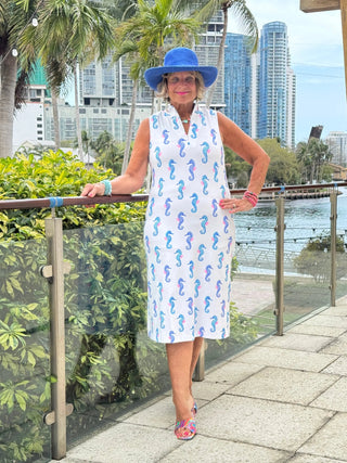 LULU B SHORELINE CHARM MIDI SLEEVELESS 1/4 ZIP MAXI DRESS LULU-B