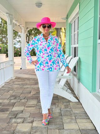 PINK PETALS HALF ZIPPER LULU-B