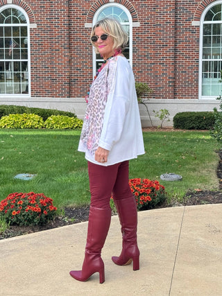 LEOPARD/FLORAL PRINT V-NECK SWEATER Cathys Place