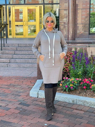 Lulu-b kangaroo pocket Taupe scuba dress LULU-B