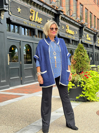 LULU-B SHADES OF BLUE ASYMMETRIC TOP LULU-B