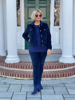 LULU-B NAVY VELOUR PANTS LULU-B