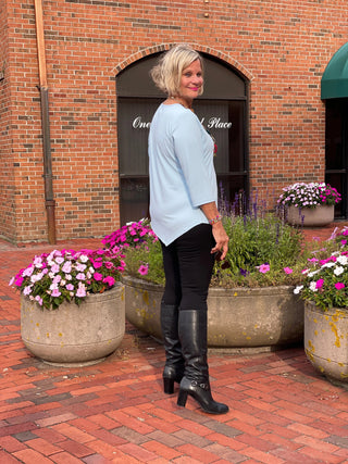 LULU-B SOFT BLUE ASYMMETRIC TOP LULU-B