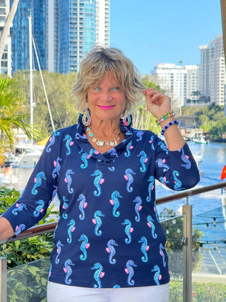 LULU B MIDNIGHT REEF RUFFLE TOP LULU-B