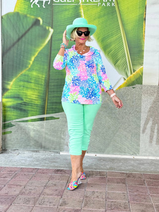 LULU-B CLEAR GREEN RHINESTONE CAPRI LULU-B