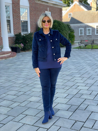 LULU-B NAVY VELOUR JACKET LULU-B