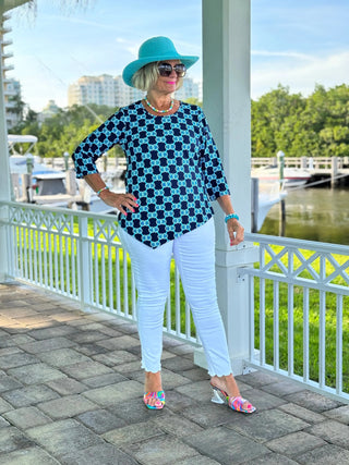 BLUE MEDALLION ASYMMETRICAL TOP LULU-B