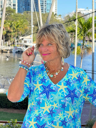 LULU B STARFISH SPLASH ELBOW SLEEVE DRESS LULU-B