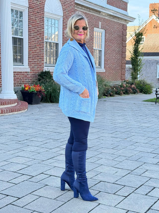 CARDIGAN PLUSH SOFT BLUE CARDIGAN SWEATER Cathys Place