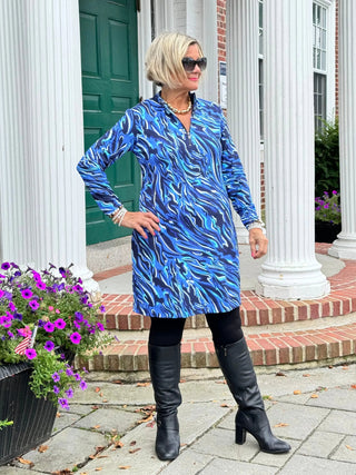 LULU-B SIZZLE BLUE ZIPPER DRESS LULU-B