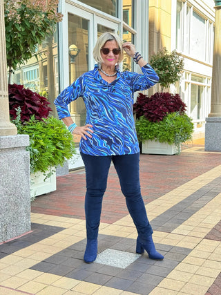 LULU-B SIZZLE BLUE RUFFLE TOP LULU-B