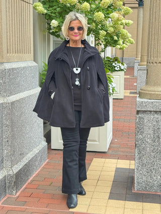 Black Womens Cape Poncho Coat Cathys Place