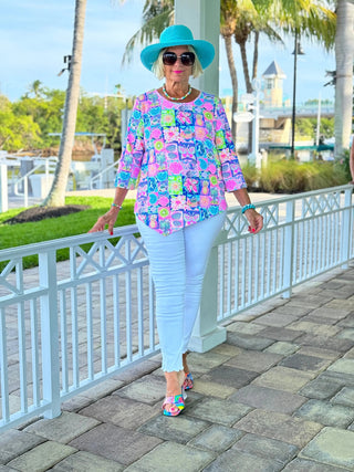 SANDY BEACH COLOR ASYMMETRICAL TOP LULU-B