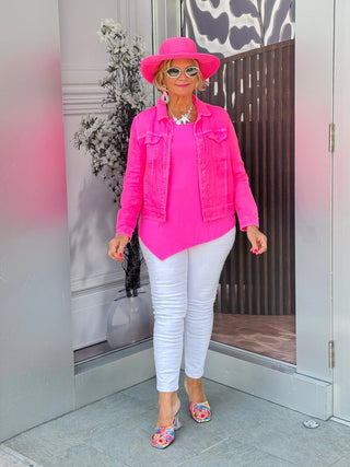 KEY WEST LINEN HOT PINK JACKET LULU-B