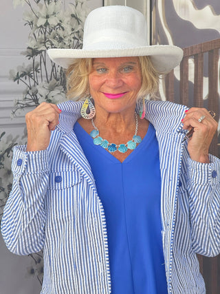 KEY WEST BLU SEERSUCKER  JACKET LULU-B