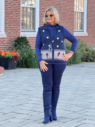 NAVY CABLE CARDNAL VEST Cathys Place