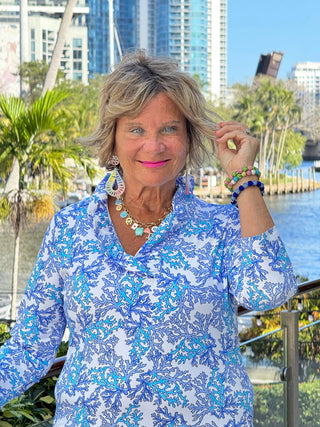 LULU B CORAL BREEZE RUFFLE TOP LULU-B