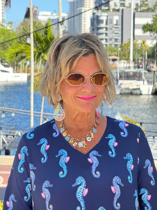 LULU B MIDNIGHT REEF ELBOW SLEEVE DRESS LULU-B