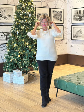 LULU-B WHITE CASHMERE FRINGE TOP LULU-B