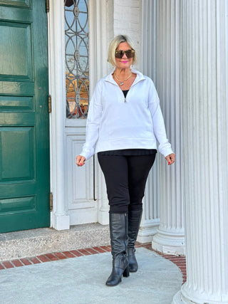 WHITE HALF ZIPPER LULU-B