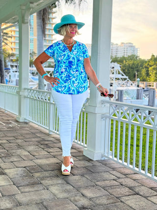 BLUE DREAMING SHORT SLEEVE TOP LULU-B