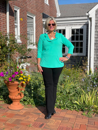 LULU-B SOLID MINT RUFFLE TOP LULU-B