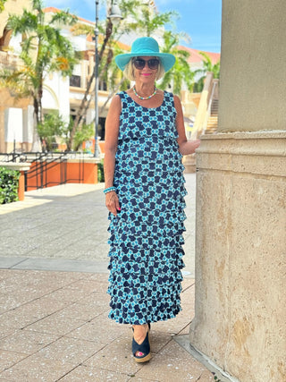 BLUE MEDALLION CHA CHA MAXI DRESS LULU-B
