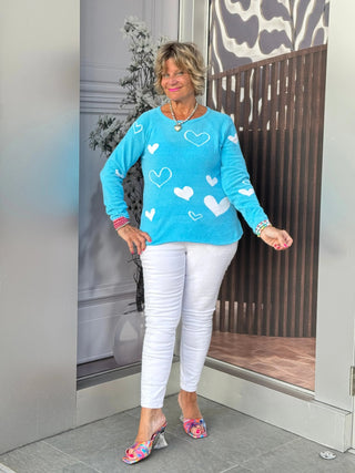 AQUA HEART CHENILLE SWEATER LULU-B