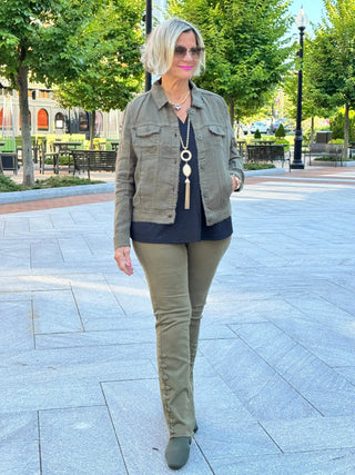 LULU-B NEW OLIVE LINEN JACKET LULU-B