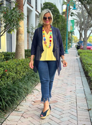 LULU-B NAVY FRINGE CAPRI - Cathys Place
