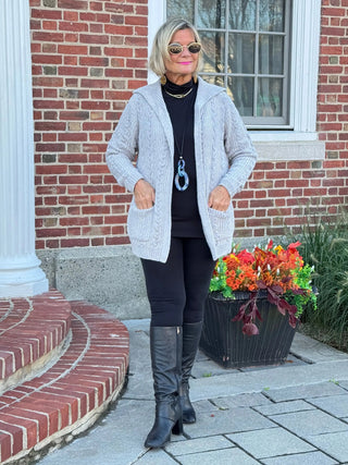 CARDIGAN PLUSH LIGHT GRAY CARDIGAN SWEATER Cathys Place