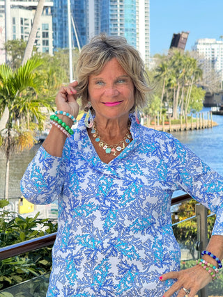 LULU B CORAL BREEZE RUFFLE TOP LULU-B