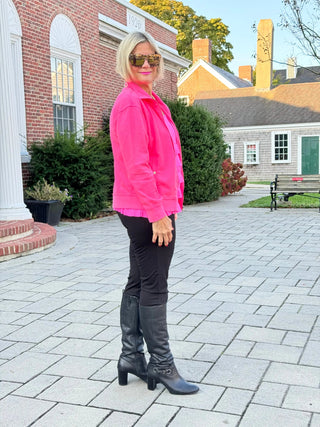 HOT PINK WAFFLE ZIPPER JACKET LULU-B
