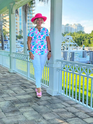 PINK PETALS SHORT SLEEVE TOP LULU-B