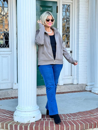 TAUPE FULL ZIPPER JACKET LULU-B