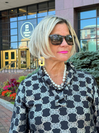 LULU-B BLACK & SILVER METALICA RUFFLE SLEEVE DRESS LULU-B