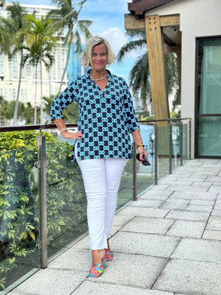 BLUE MEDALLION TUNIC LULU-B