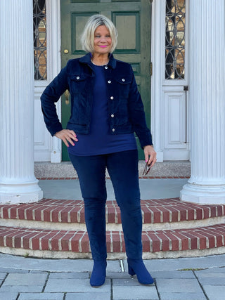 LULU-B NAVY VELOUR PANTS LULU-B